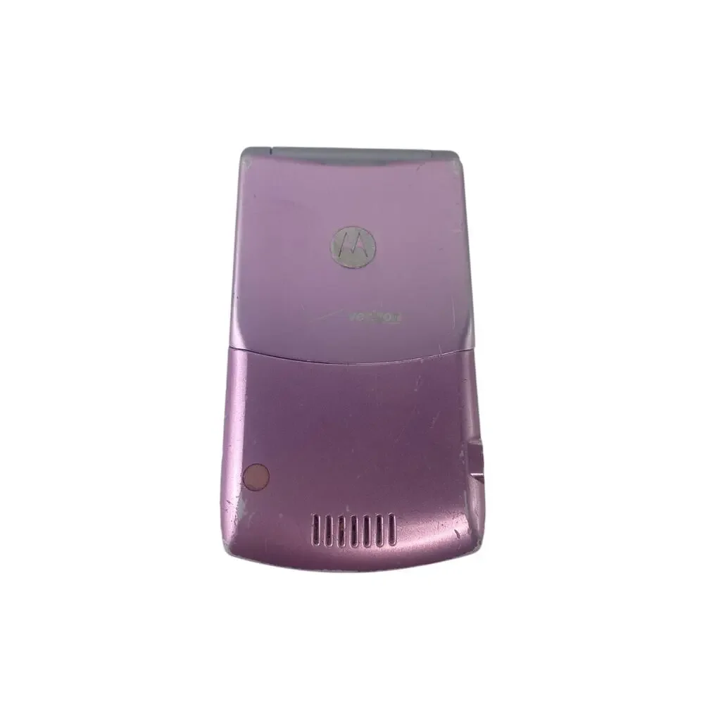 Vtg 2006 Motorola Razr V3m Pink and Silver Verizon Flip Cell Phone FOR PARTS